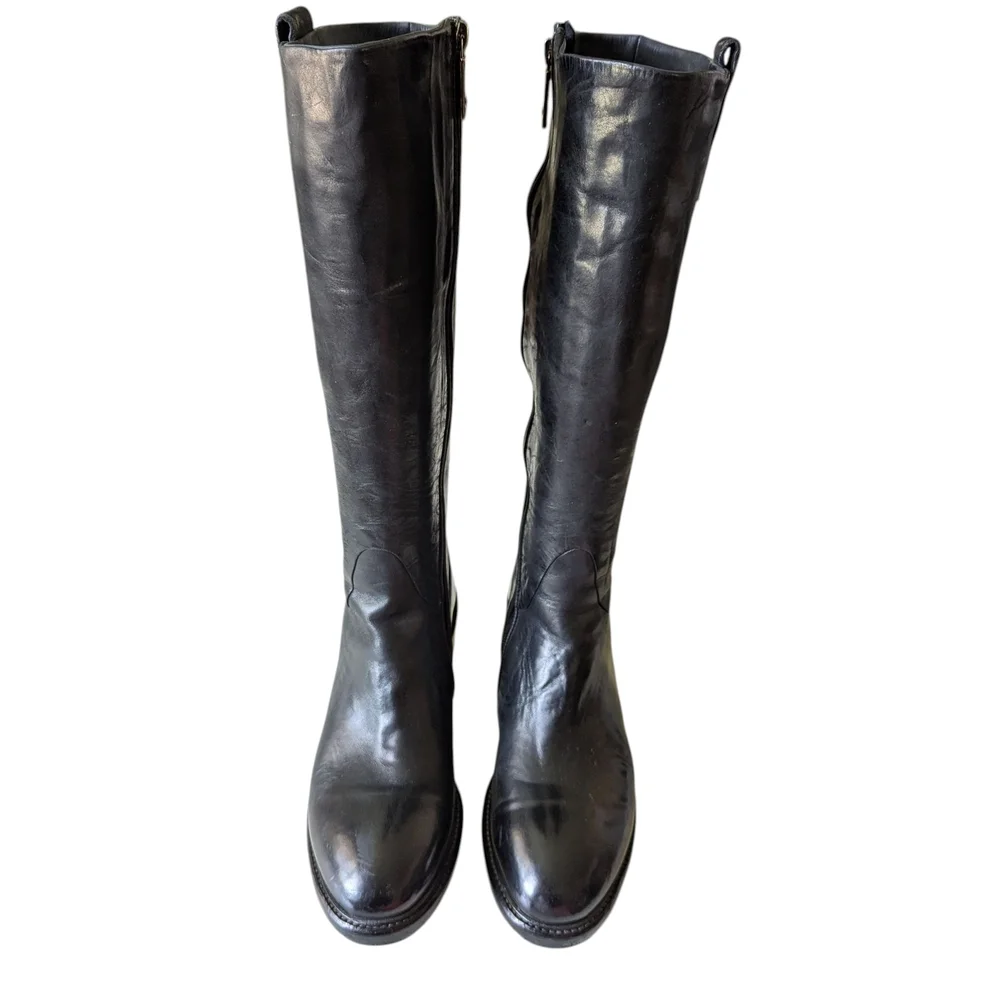 Lemargo Italian Leather Black Knee High Boots - Picture 2 of 15